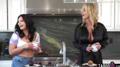 Stepmom MILF Rachel Cavalli watches teen stepdaughter Violet Starr fuck