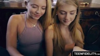 TEENFIDELITY Tiny Teens Hannah Hays and Riley Star Share a Cock
