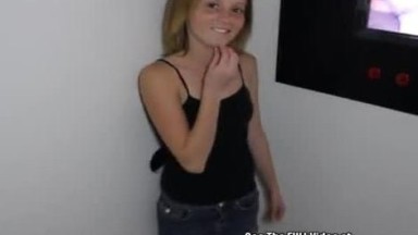 Red Head Tiny Slut Sucking Glory Hole Dick